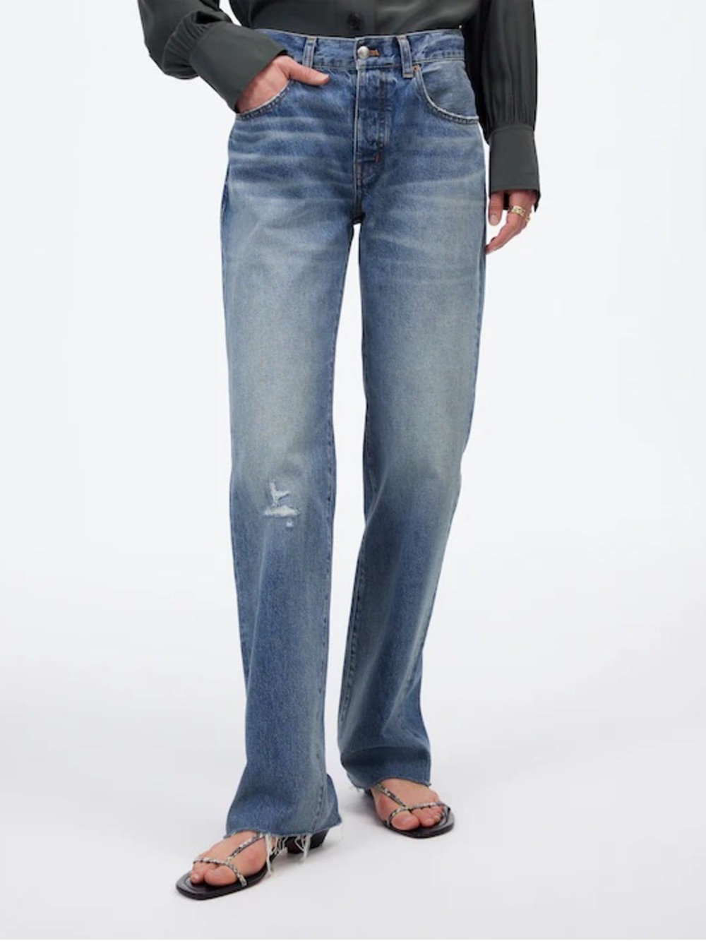 NWT Madewell The Dean Easy Straight Jean Petite Monessen Wash Rigid Size 27 P
